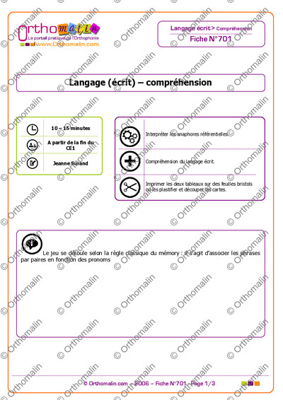 Page 1 de la fiche