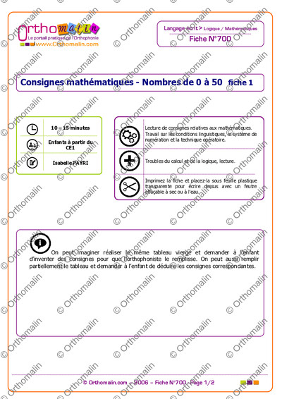 Page 1 de la fiche