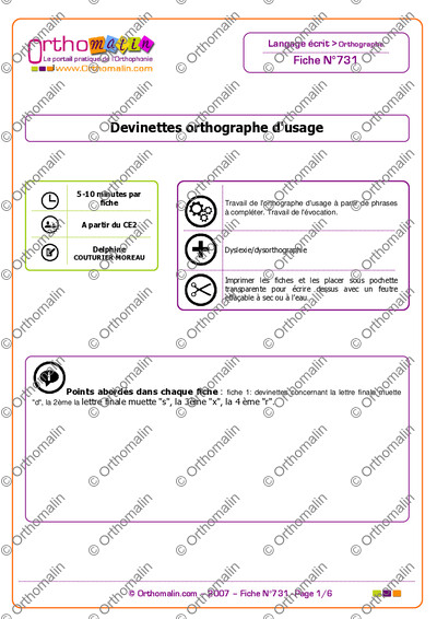 Page 1 de la fiche