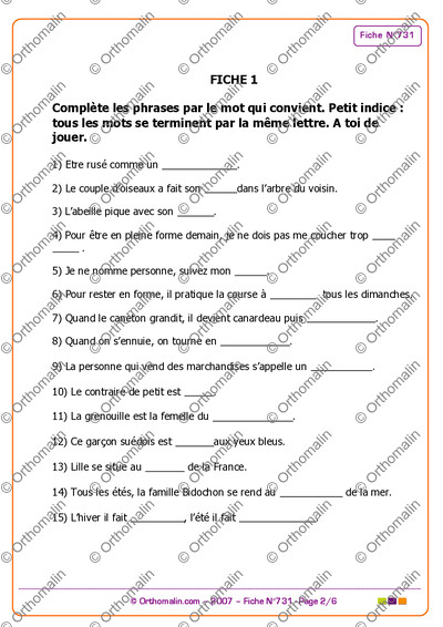 Page 2 de la fiche