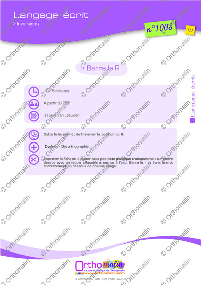 Page 1 de la fiche