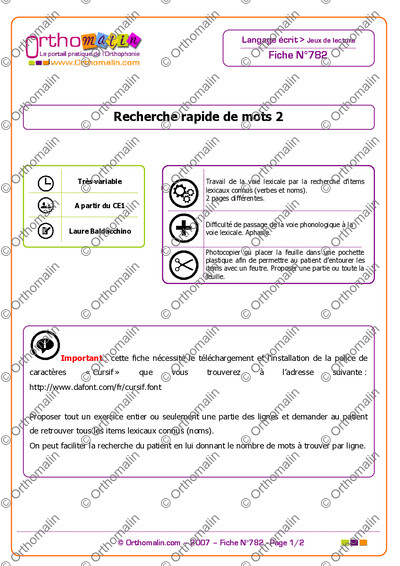 Page 1 de la fiche