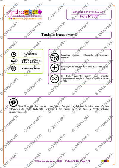Page 1 de la fiche