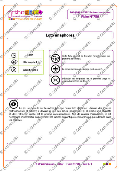 Page 1 de la fiche