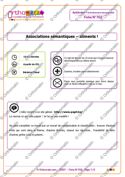 Page 1 de la fiche