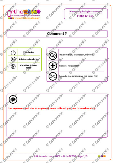 Page 1 de la fiche