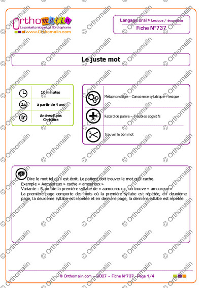 Page 1 de la fiche