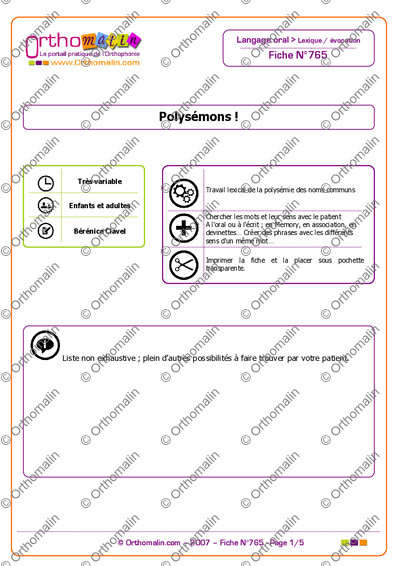 Page 1 de la fiche