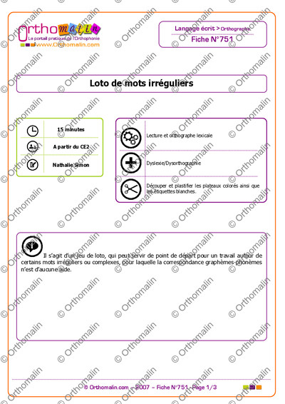 Page 1 de la fiche