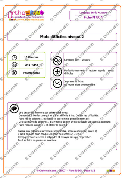 Page 1 de la fiche
