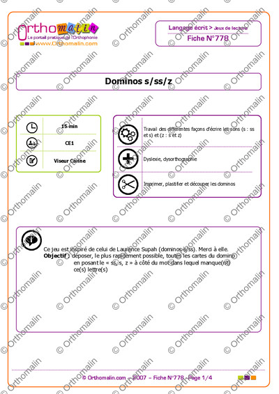 Page 1 de la fiche