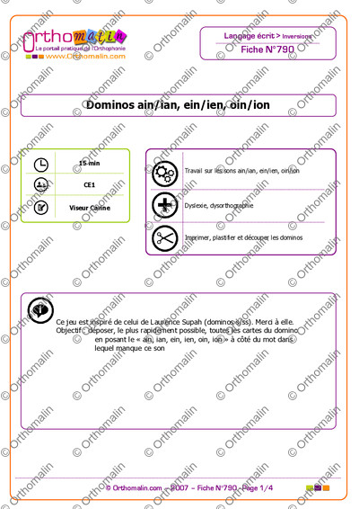 Page 1 de la fiche
