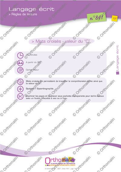 Page 1 de la fiche