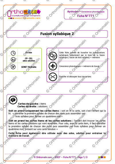 Page 1 de la fiche