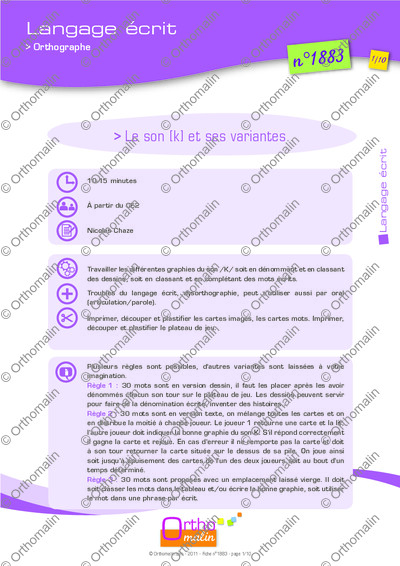 Page 1 de la fiche