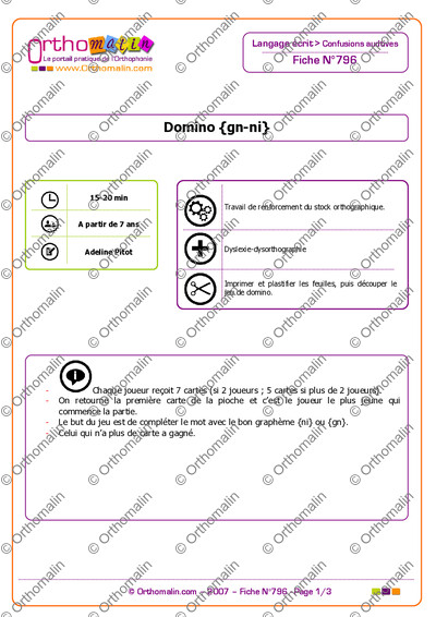 Page 1 de la fiche