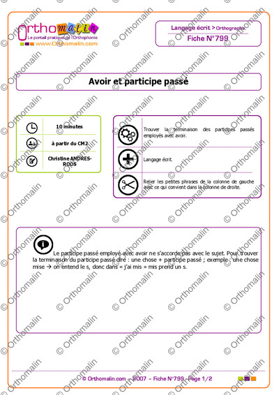 Page 1 de la fiche