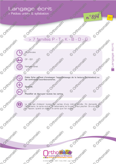 Page 1 de la fiche