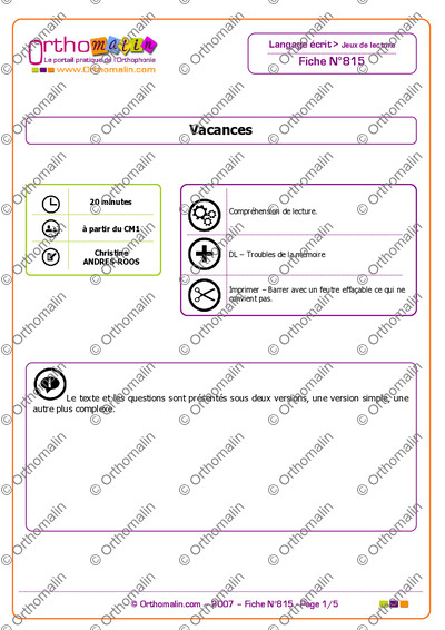 Page 1 de la fiche