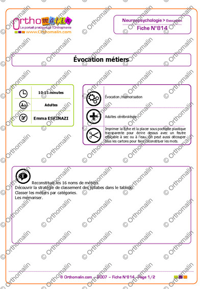 Page 1 de la fiche