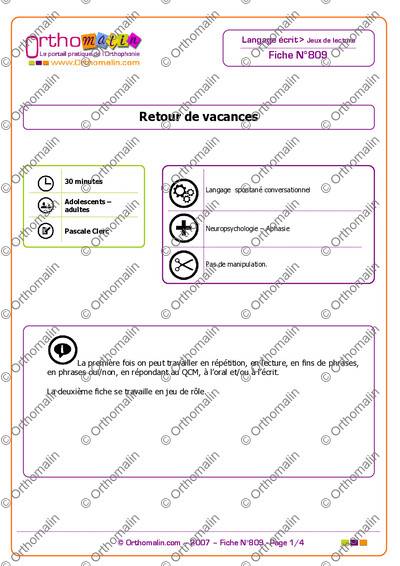 Page 1 de la fiche