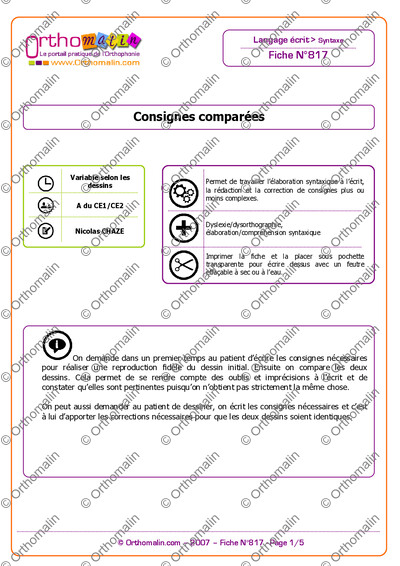 Page 1 de la fiche