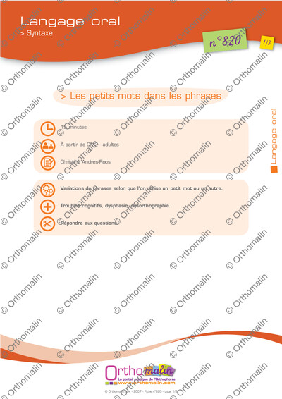 Page 1 de la fiche