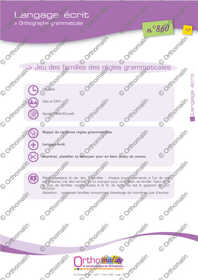 Page 1 de la fiche