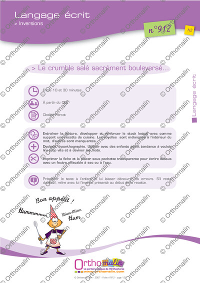 Page 1 de la fiche