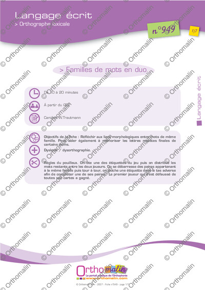 Page 1 de la fiche