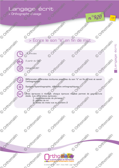 Page 1 de la fiche