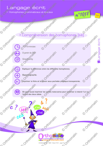 Page 1 de la fiche