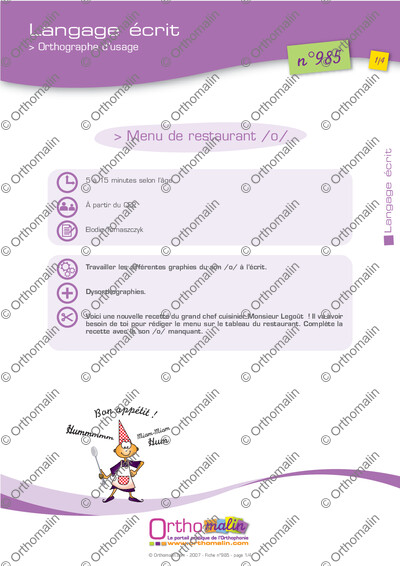 Page 1 de la fiche