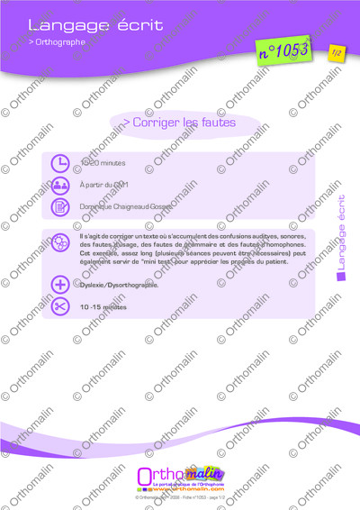 Page 1 de la fiche