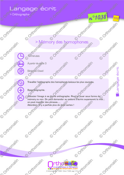 Page 1 de la fiche