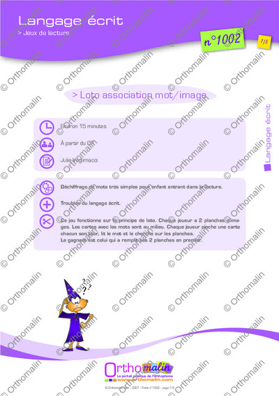 Page 1 de la fiche
