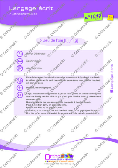 Page 1 de la fiche