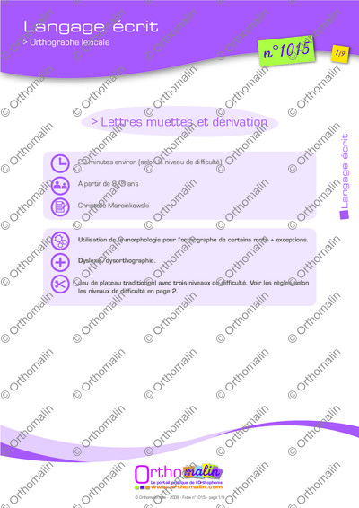 Page 1 de la fiche
