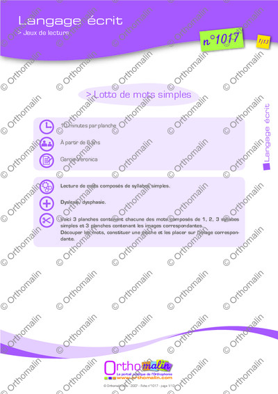 Page 1 de la fiche