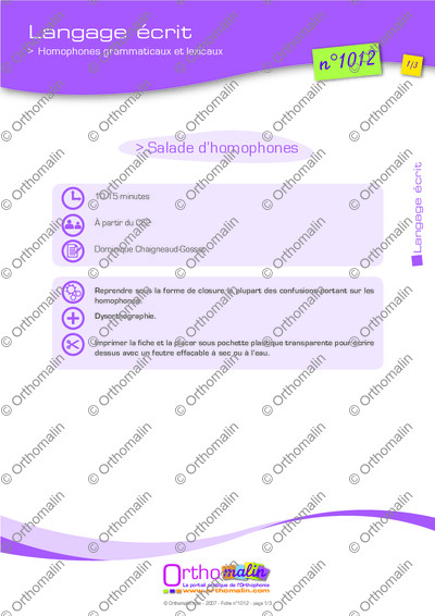 Page 1 de la fiche