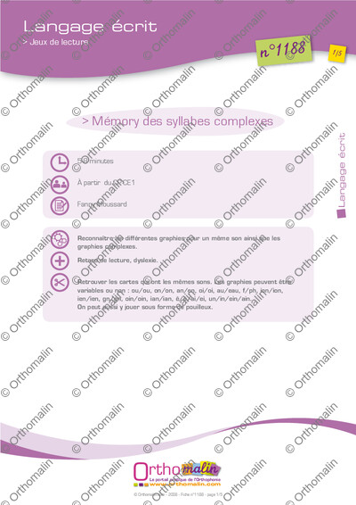 Page 1 de la fiche