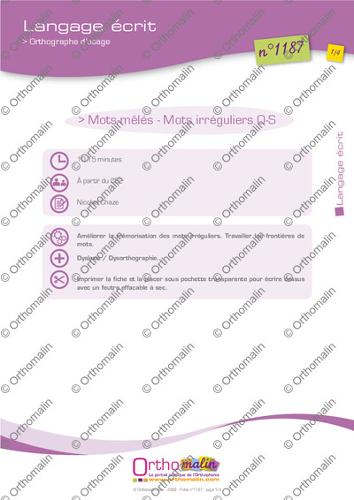 Page 1 de la fiche