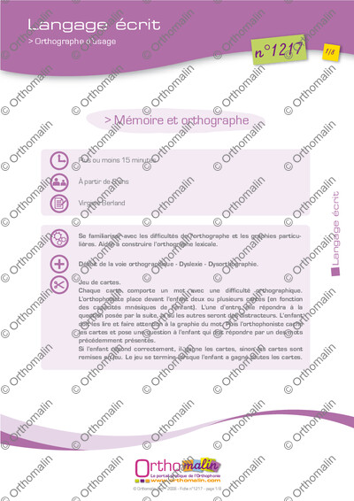 Page 1 de la fiche