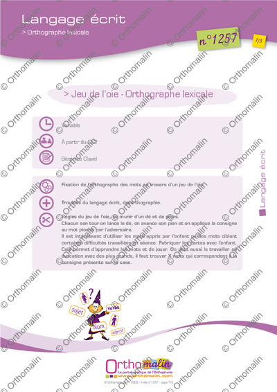 Page 1 de la fiche