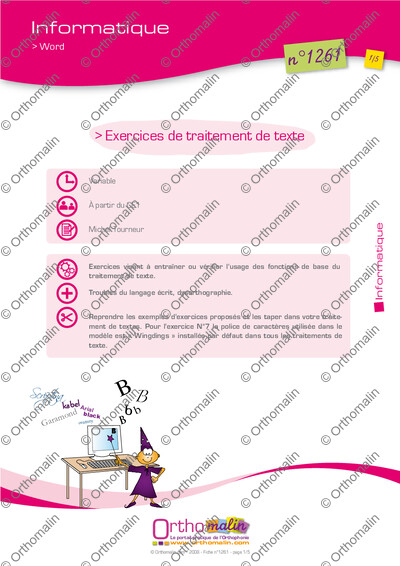 Page 1 de la fiche