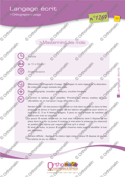 Page 1 de la fiche