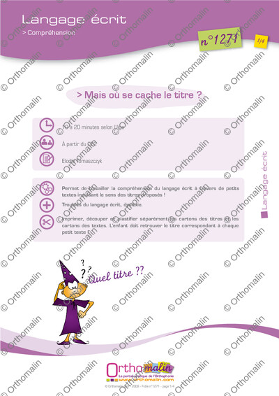 Page 1 de la fiche