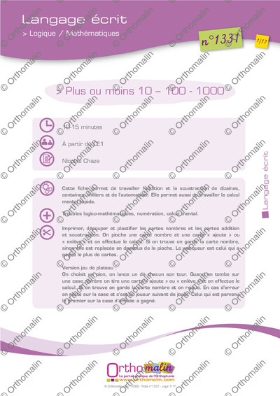 Page 1 de la fiche