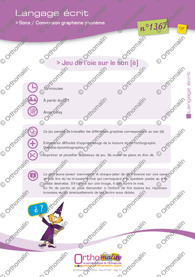 Page 1 de la fiche