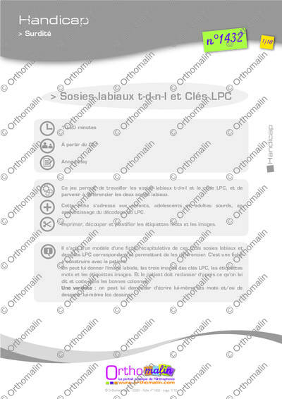 Page 1 de la fiche